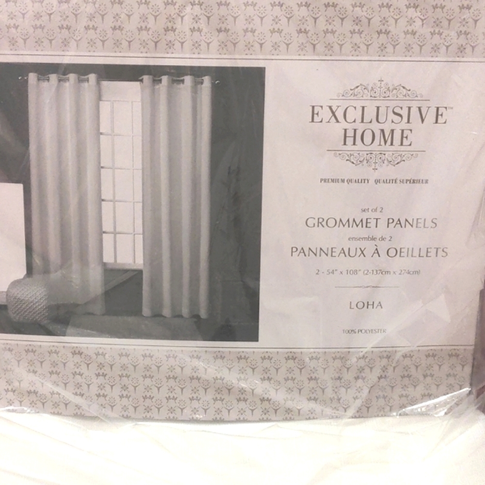Set of 2 Panel Linen Feel Curtains, 108 inches